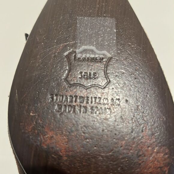 Stuart Weitzman Brown Suede/Embossed Leather Toe and Kitten Heel Shoes Size 7 - Picture 12 of 15